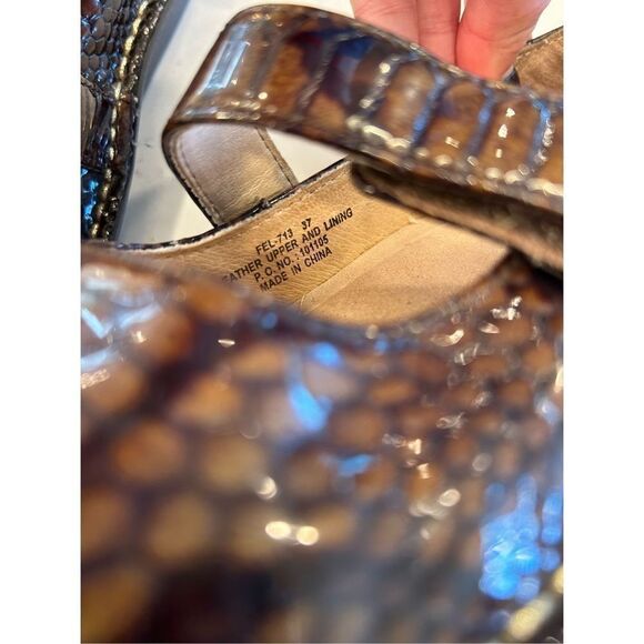 Alegria Feliz chocolate brown snake print Mary Jane shoes size 37 - Picture 3 of 9